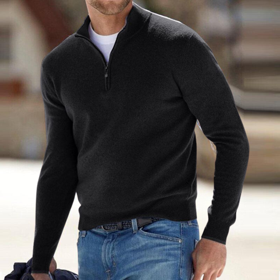 Maglione da uomo con mezza zip