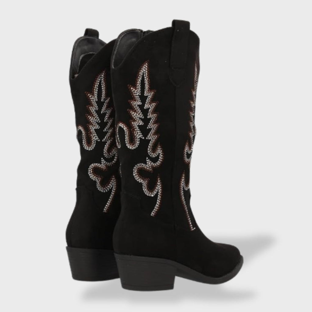 Women's Embroidered Suede Cowboy Boots