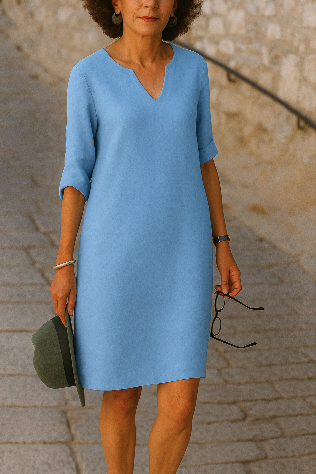 Vestido elegante de cuello en V para mujer