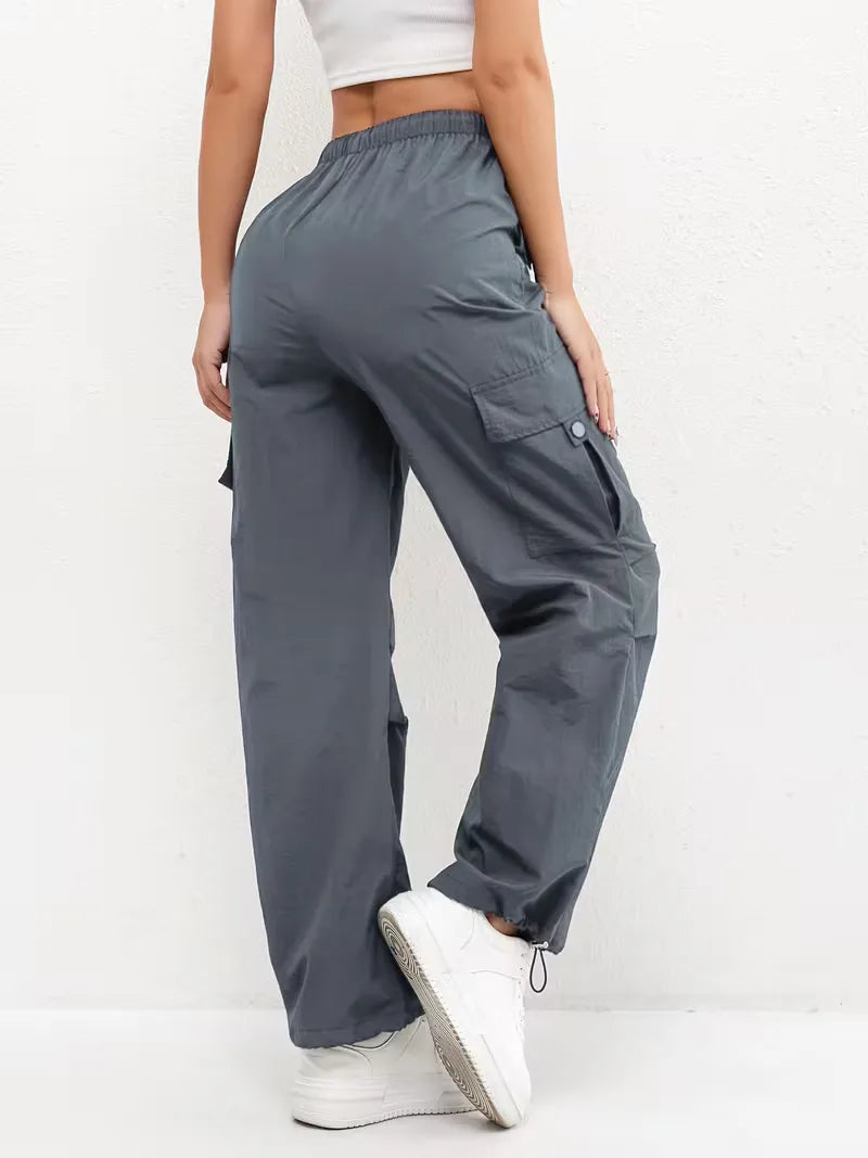 Women's Winter Cargo Pants, High Waist and Elastic Waist