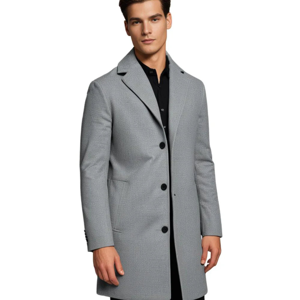 Men's Winter Long Coat, Notch Lapel