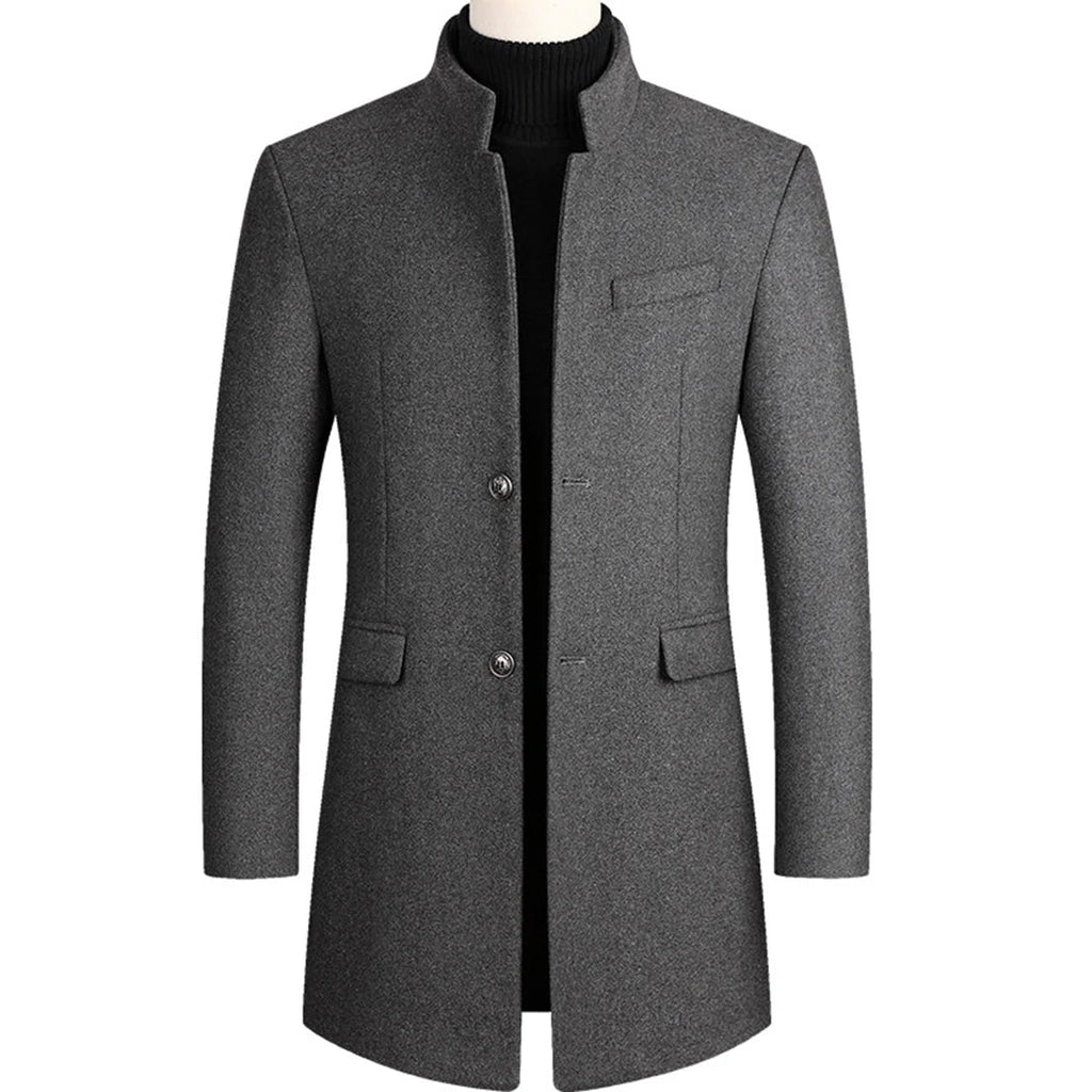 Men's Winter Long Coat, Notch Lapel