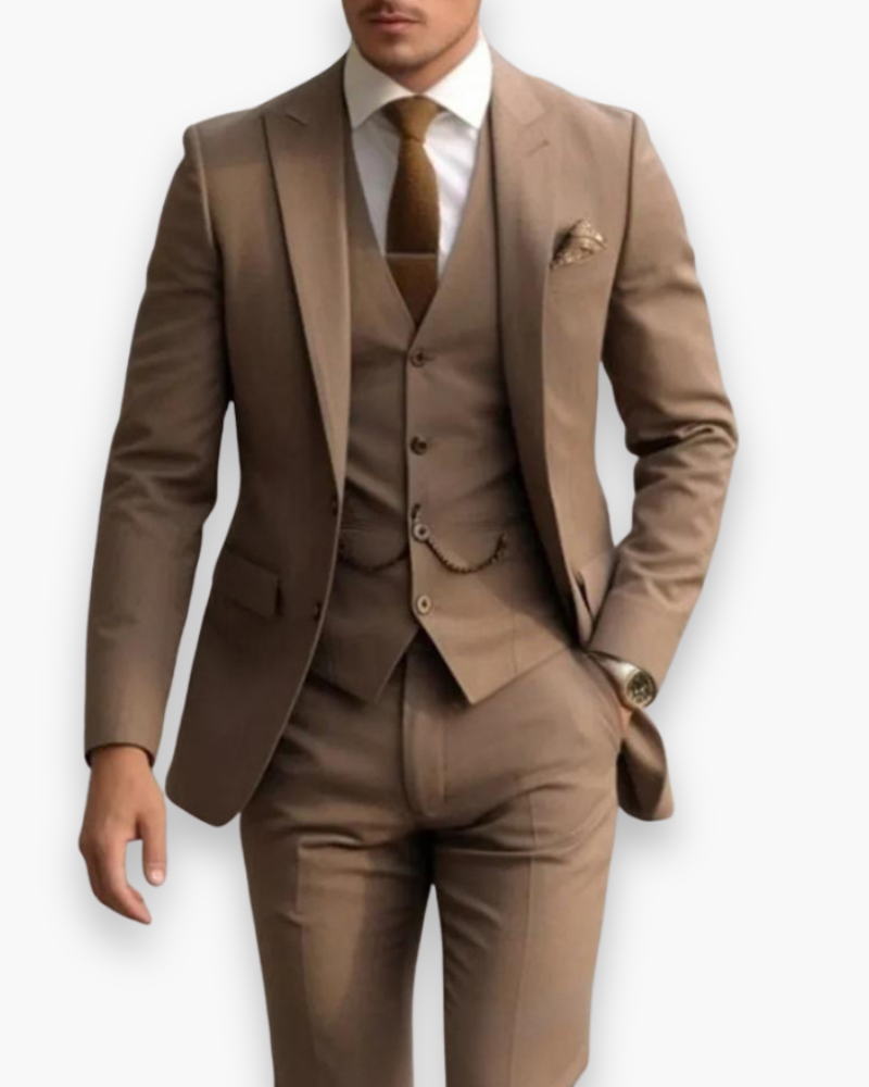 Miesten liivillinen 3-osainen puku, slim fit