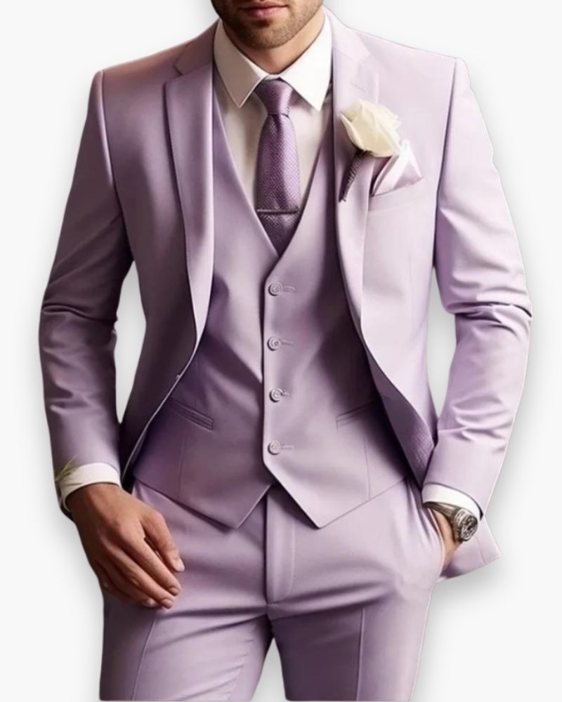 Miesten liivillinen 3-osainen puku, slim fit