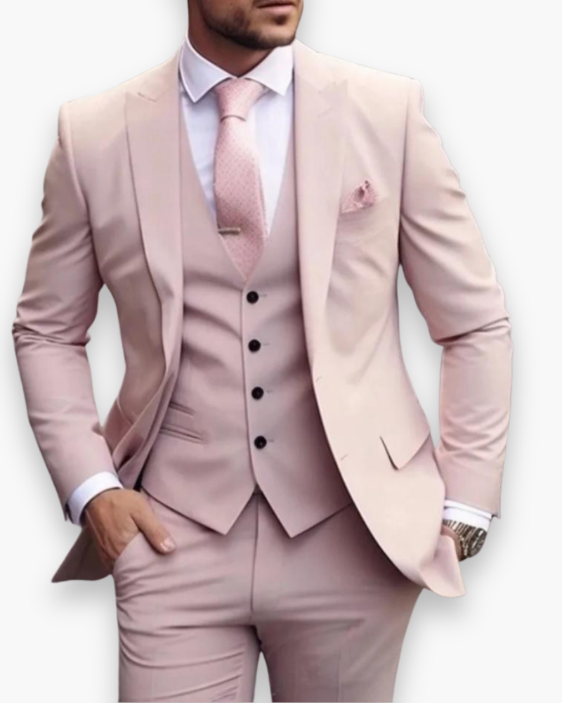 Miesten liivillinen 3-osainen puku, slim fit