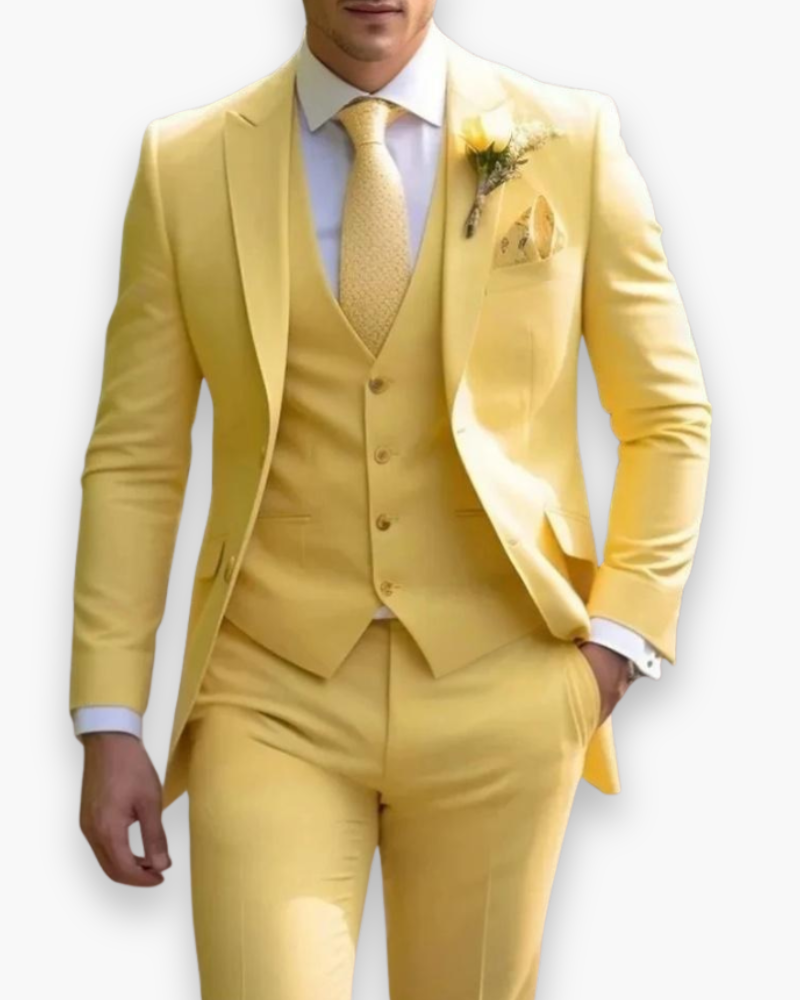 Miesten liivillinen 3-osainen puku, slim fit