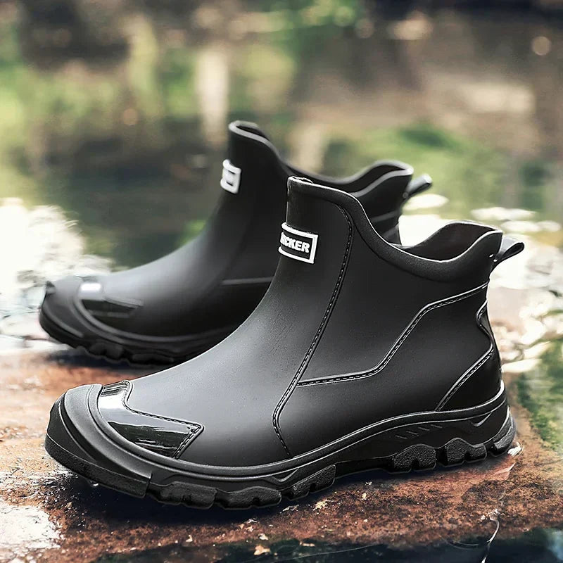 Men's Winter Rain Boots, Waterproof Ankle Height