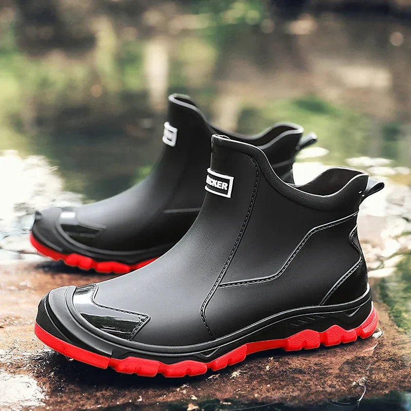 Men's Winter Rain Boots, Waterproof Ankle Height