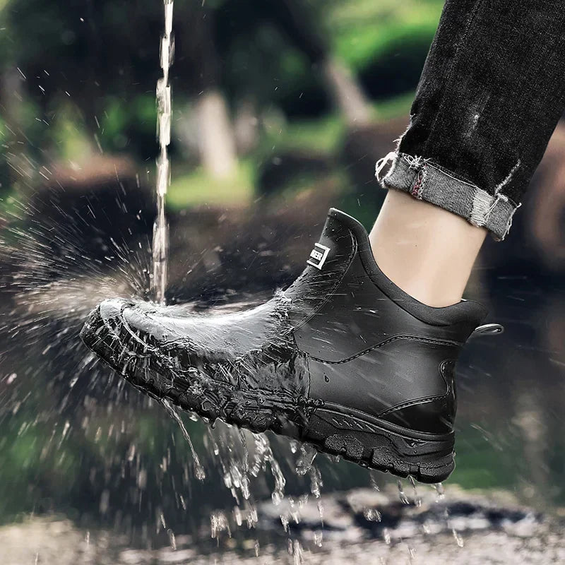 Men's Winter Rain Boots, Waterproof Ankle Height