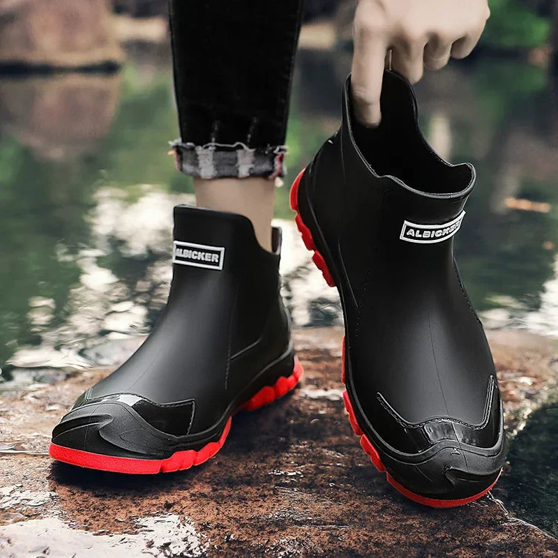 Men's Winter Rain Boots, Waterproof Ankle Height