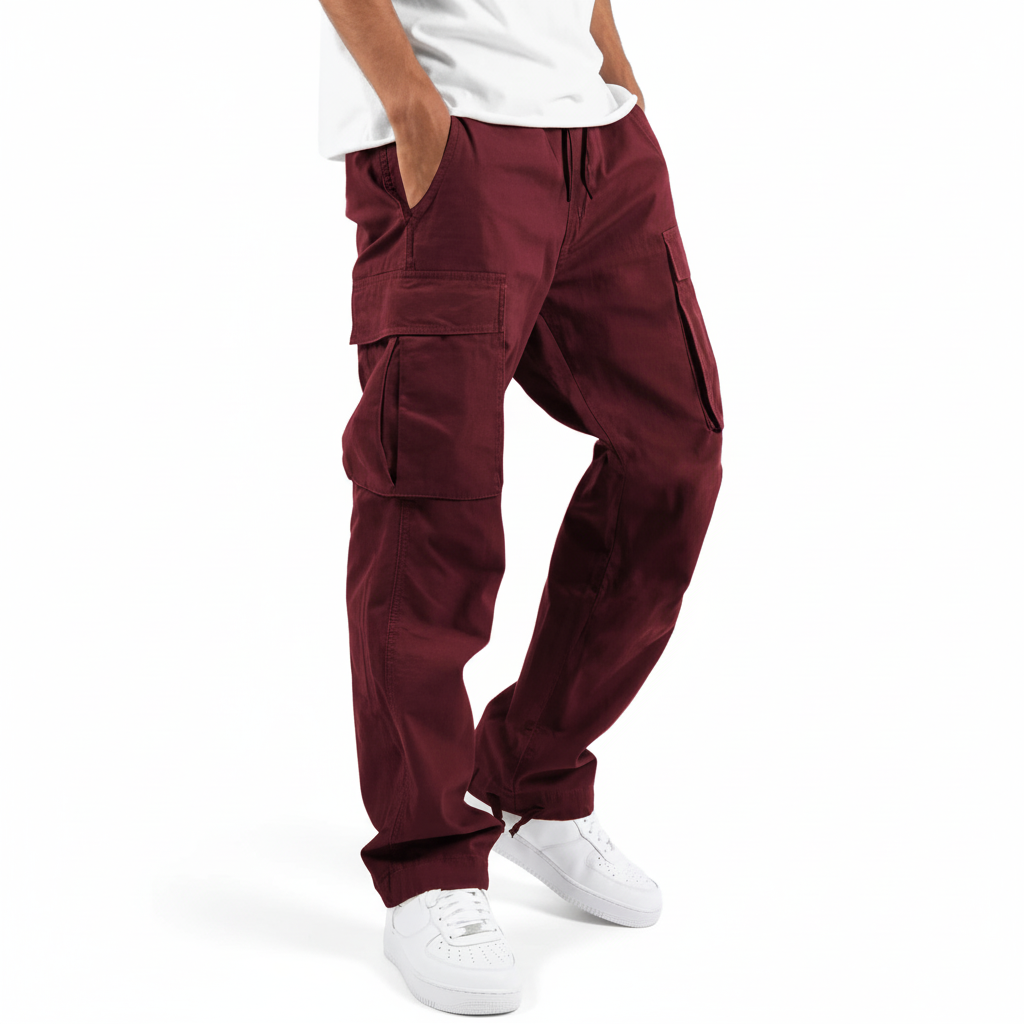 Men's Winter Cotton Cargo Joggers, Loose Fit