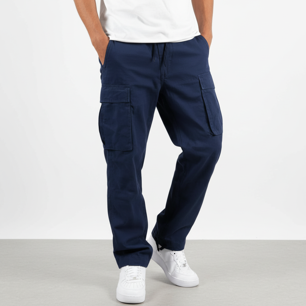 Men's Winter Cotton Cargo Joggers, Loose Fit
