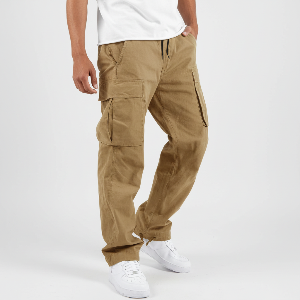 Men's Winter Cotton Cargo Joggers, Loose Fit