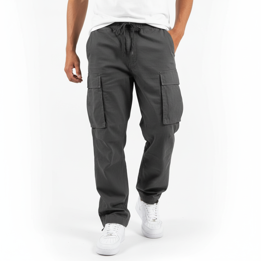 Men's Winter Cotton Cargo Joggers, Loose Fit