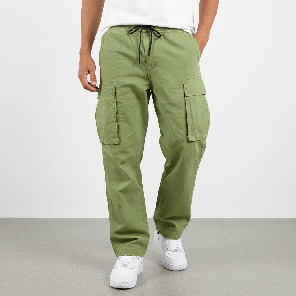 Men's Winter Cotton Cargo Joggers, Loose Fit