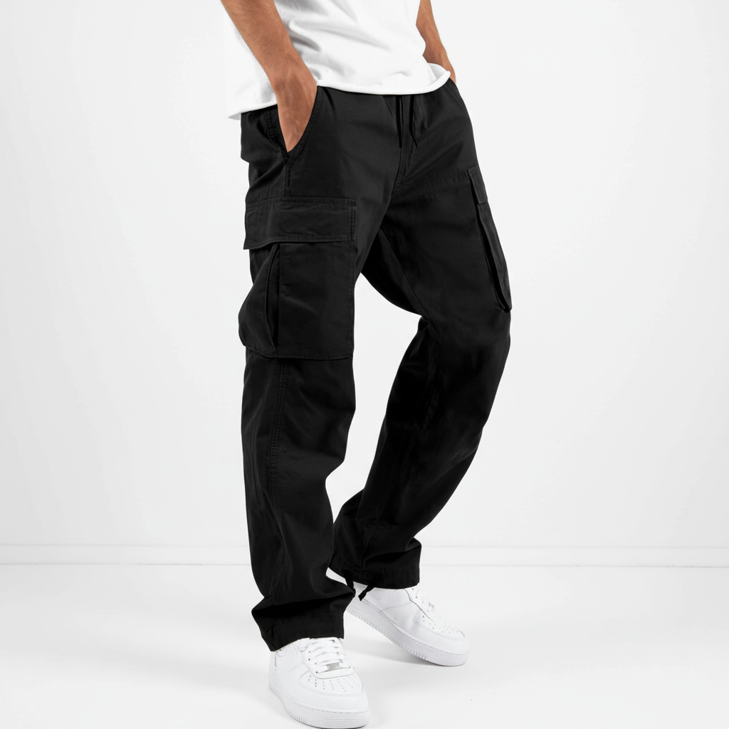 Men's Winter Cotton Cargo Joggers, Loose Fit