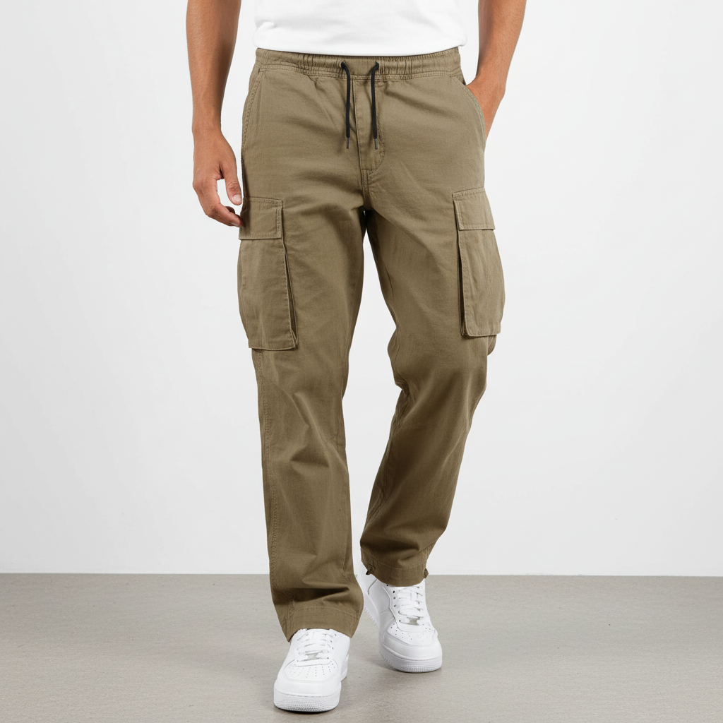 Men's Winter Cotton Cargo Joggers, Loose Fit