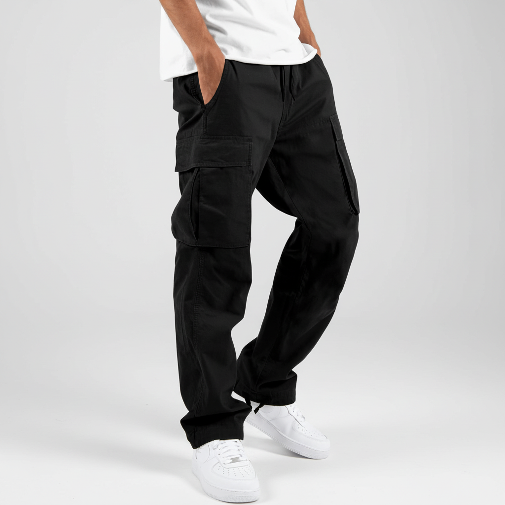 Men's Winter Cotton Cargo Joggers, Loose Fit