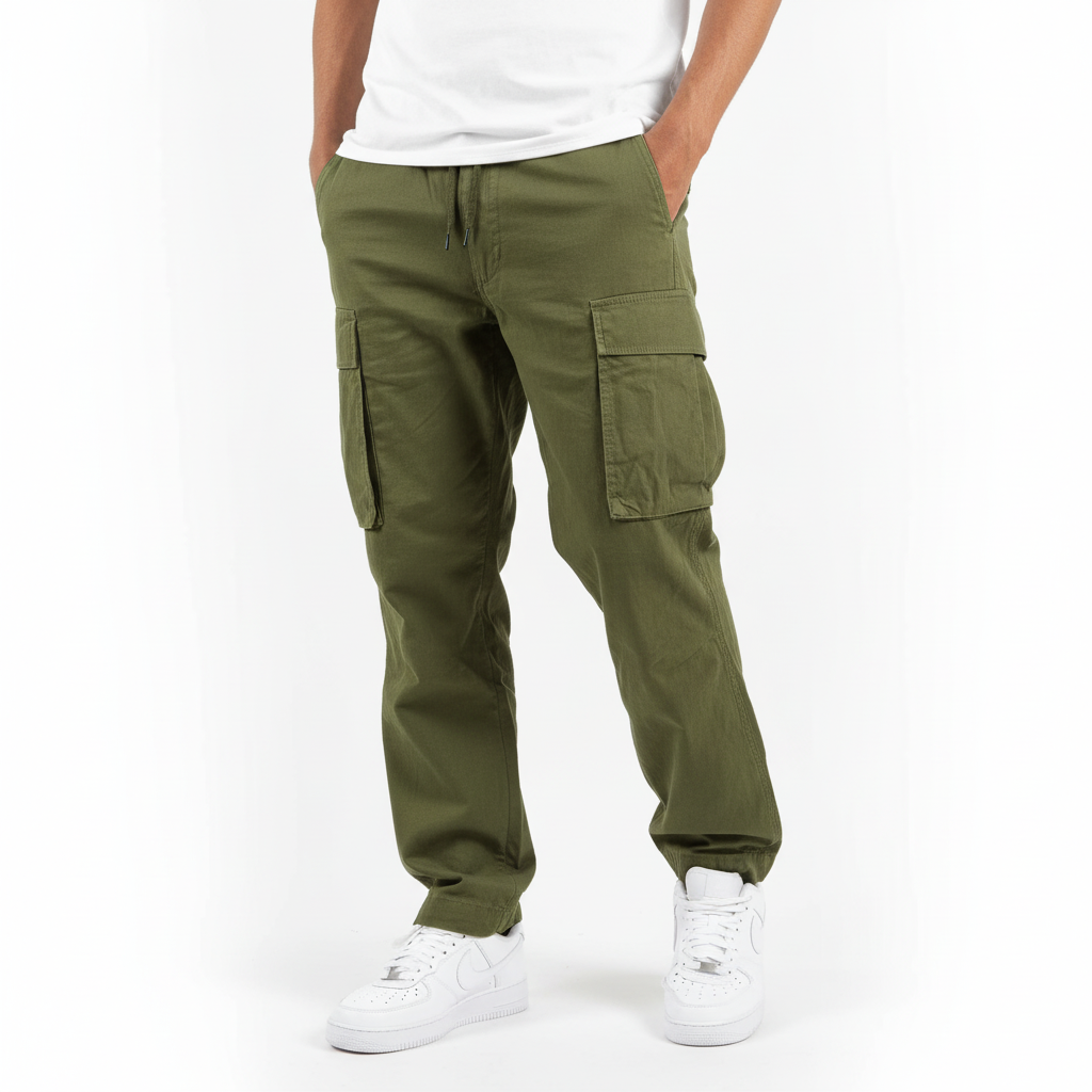 Men's Winter Cotton Cargo Joggers, Loose Fit