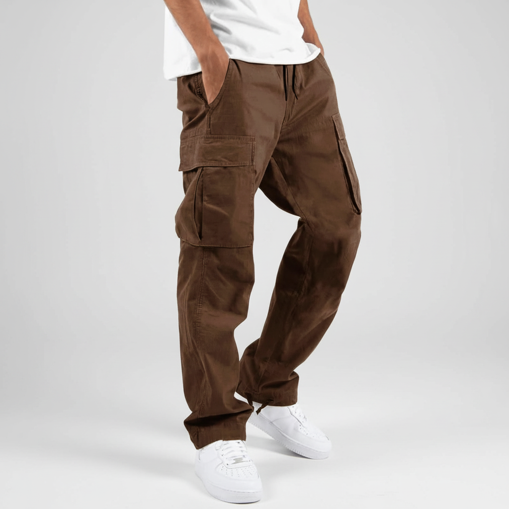 Men's Winter Cotton Cargo Joggers, Loose Fit