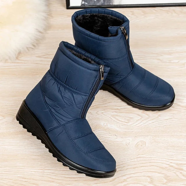 Women's Winter Snow Boots, Front Zip and Plush Lining