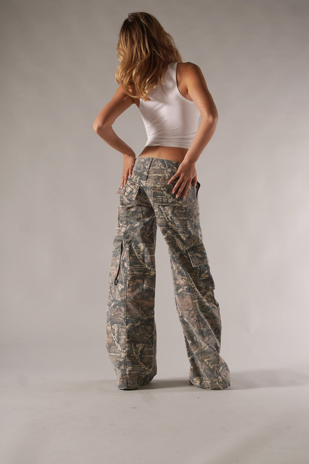Women's Winter Cargo Pants, Camouflage Print