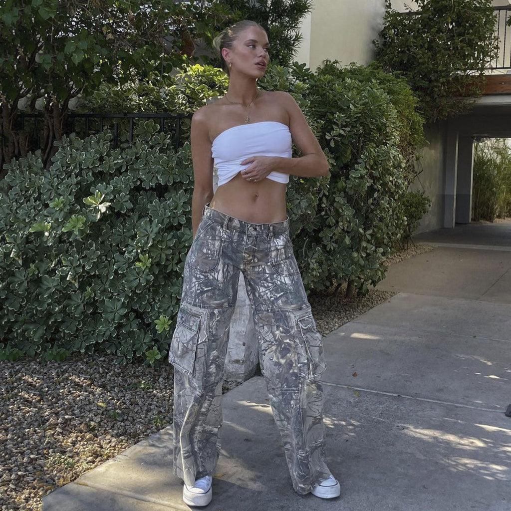 Women's Winter Cargo Pants, Camouflage Print