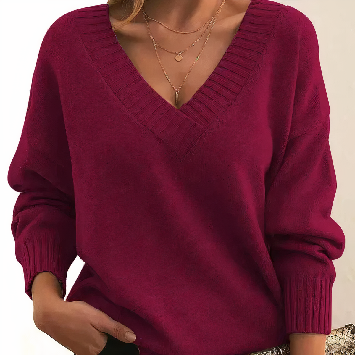 Women's Cashmere V-Neck Sweater Janne