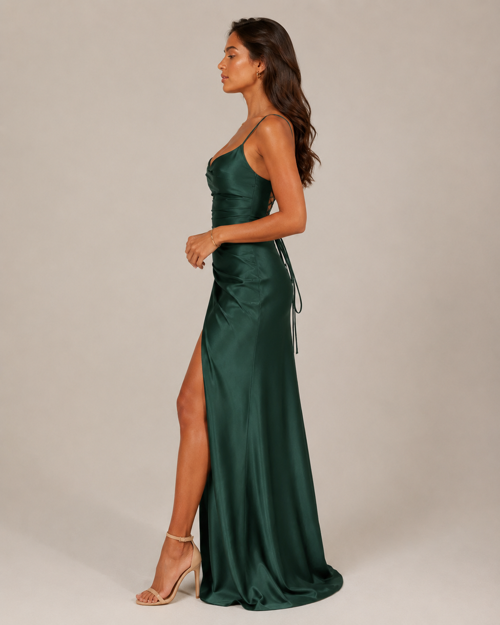 Women's Strapless Maxi Dress with High Slit