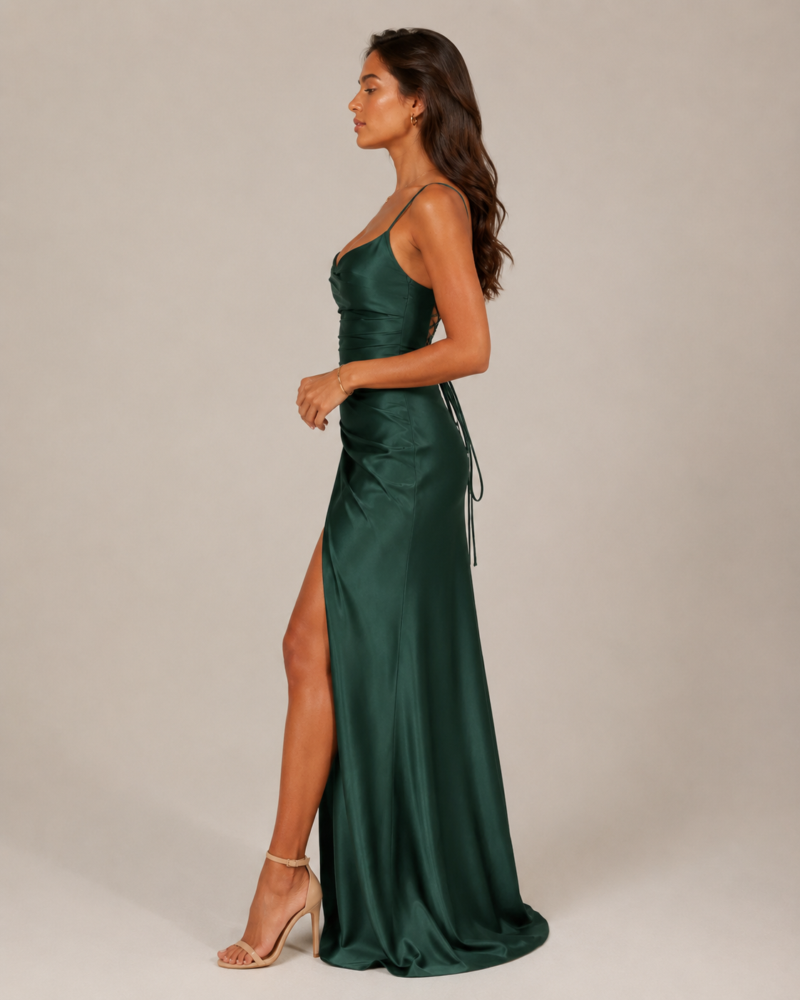 Women's Strapless Maxi Dress with High Slit