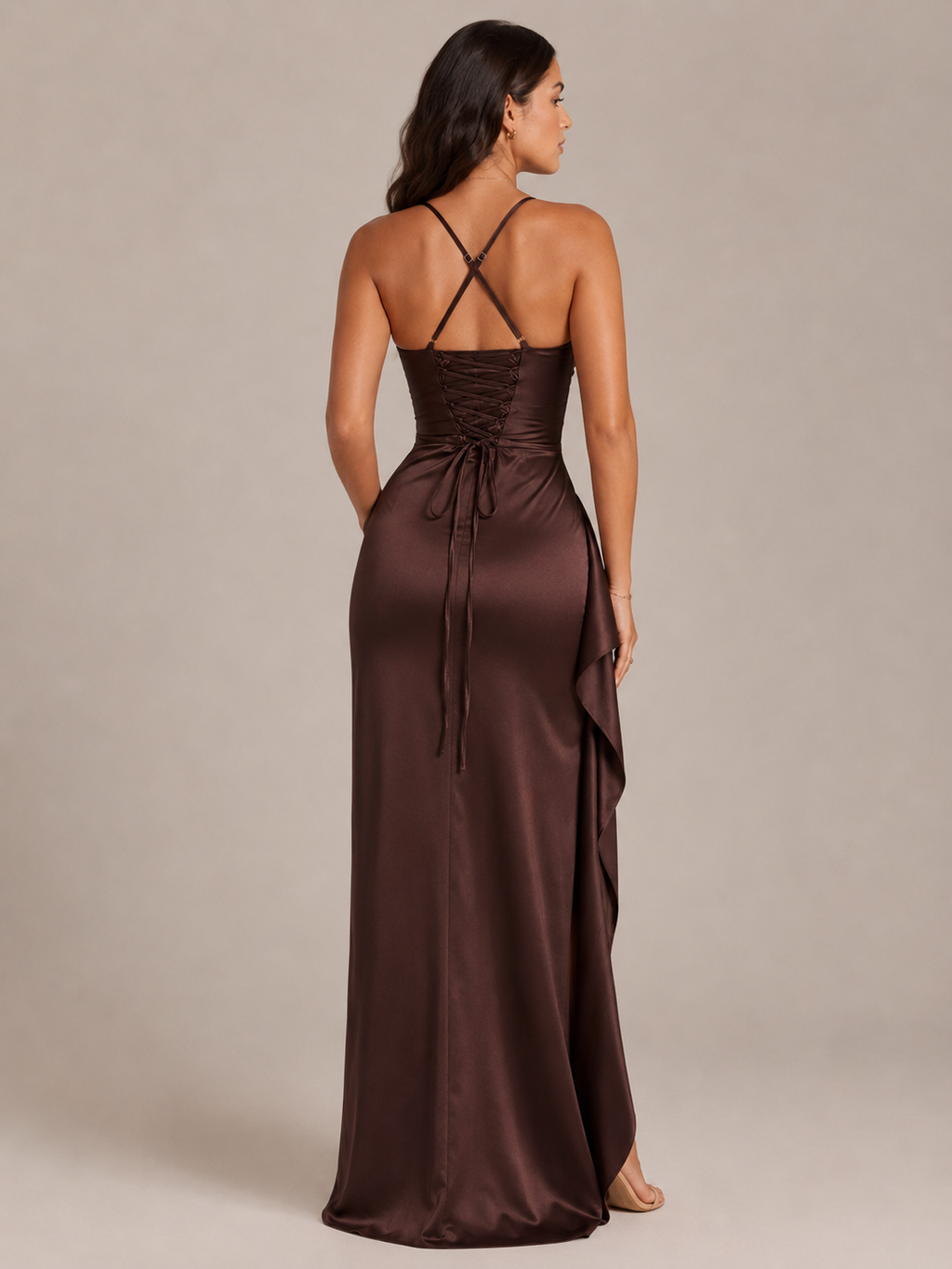 Women's Strapless Maxi Dress with High Slit