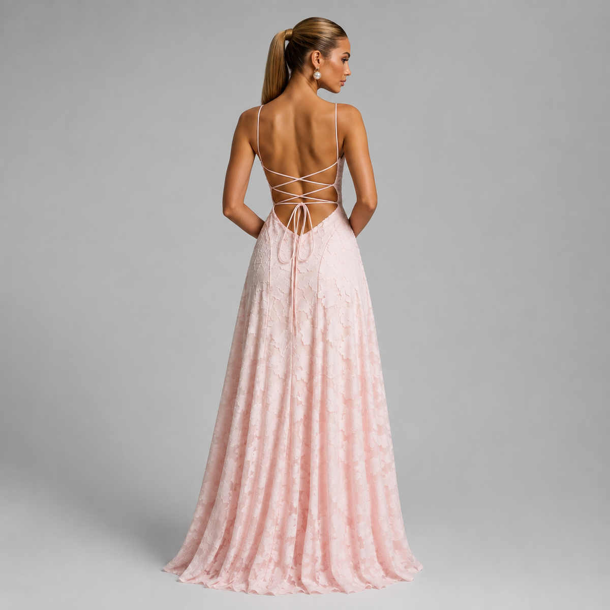 Women's Floral Lace Corset Maxi Wedding Guest Dress
