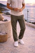 Men's Winter Cotton-Twill Cargo Trousers, Straight Leg