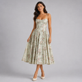 Women's Floral Corset Midi Dress – Wedding Guest Style