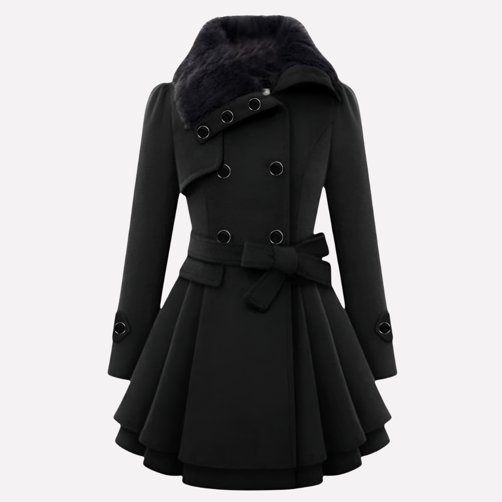 Women's Winter Coat, Buttons and Belt