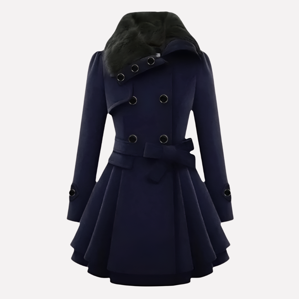 Women's Winter Coat, Buttons and Belt