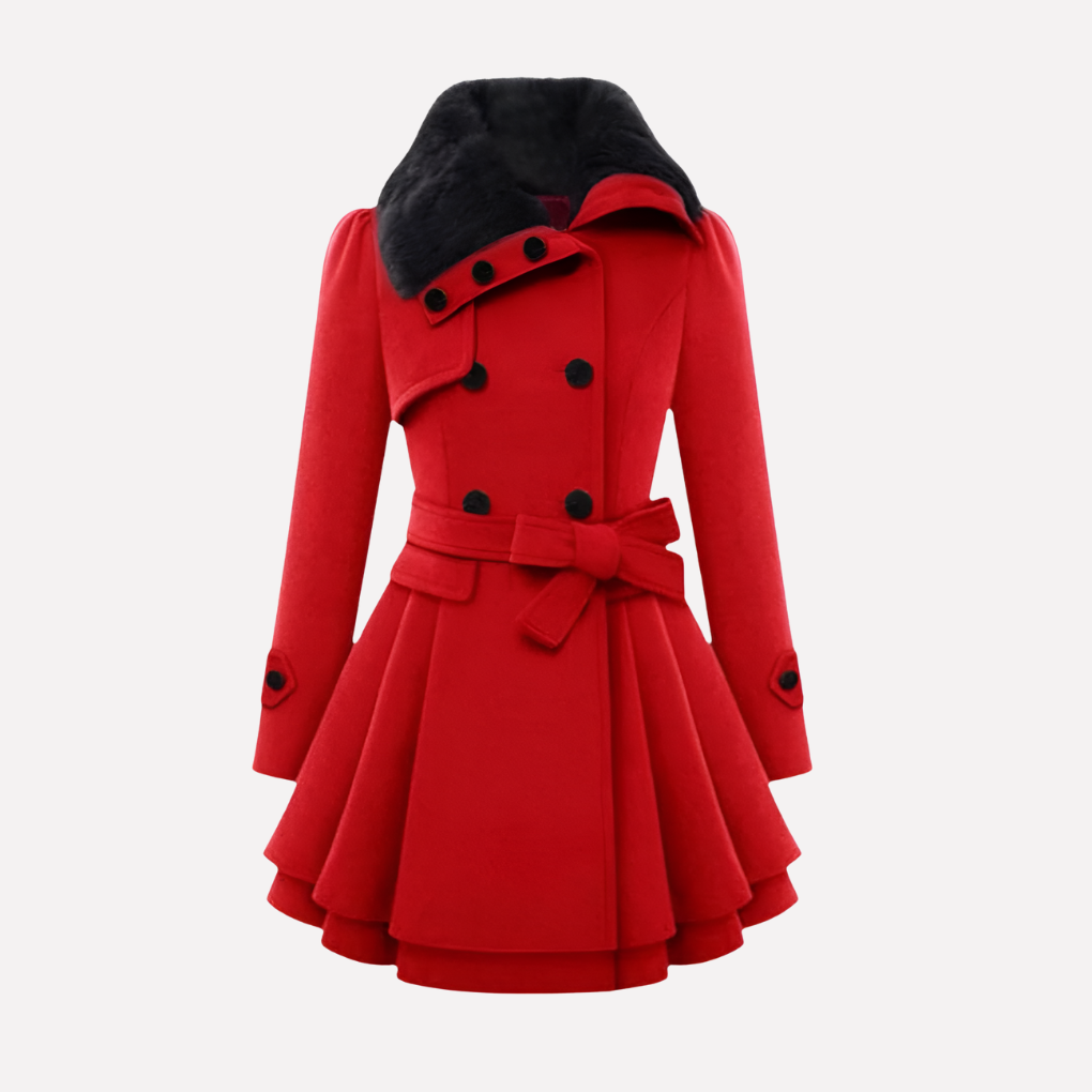 Women's Winter Coat, Buttons and Belt