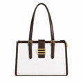 Clara Croc Tote White Brown