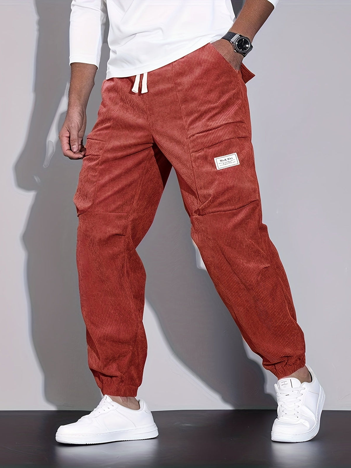 Men's Winter Corduroy Cargo Trousers