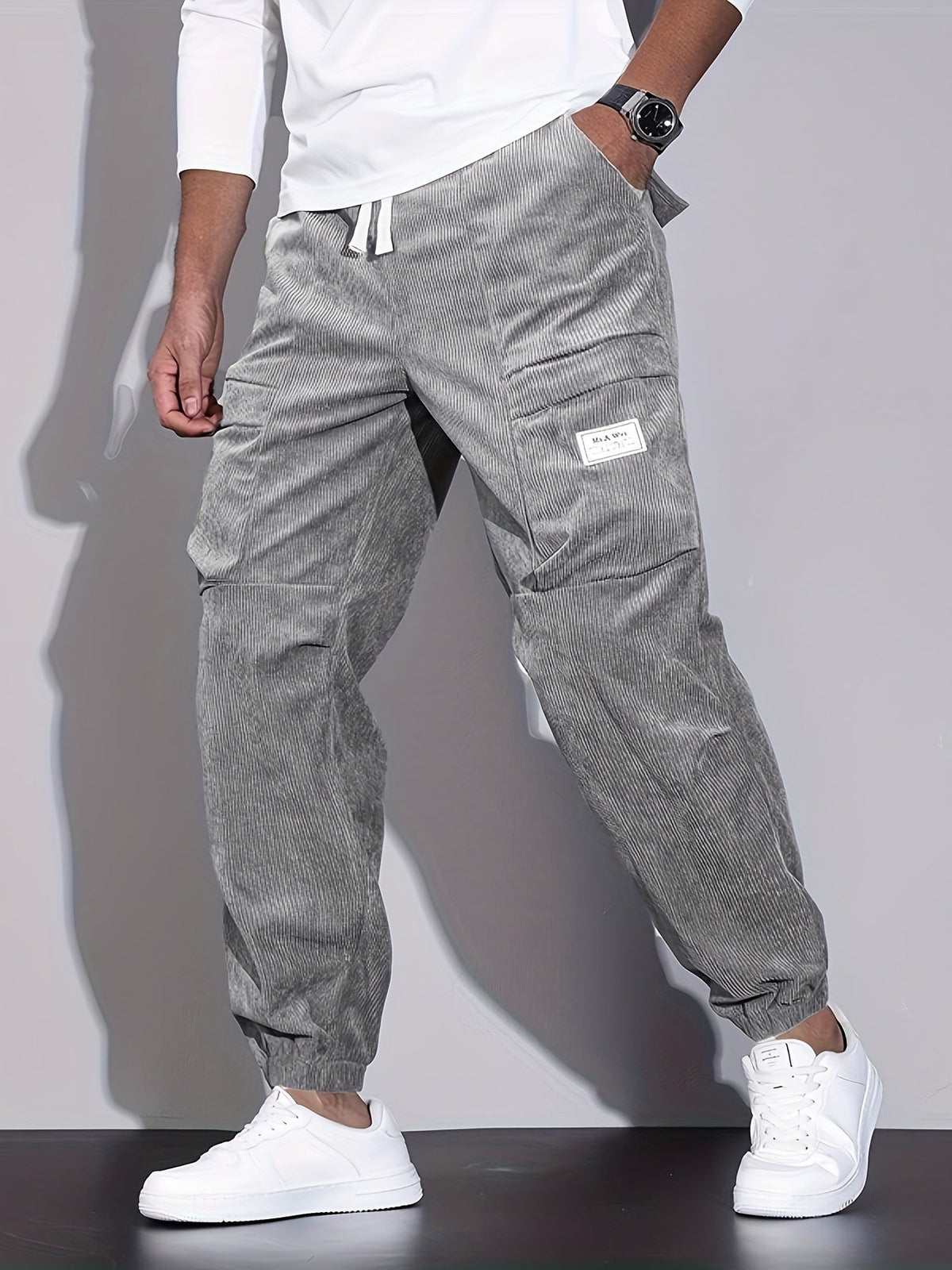 Men's Winter Corduroy Cargo Trousers