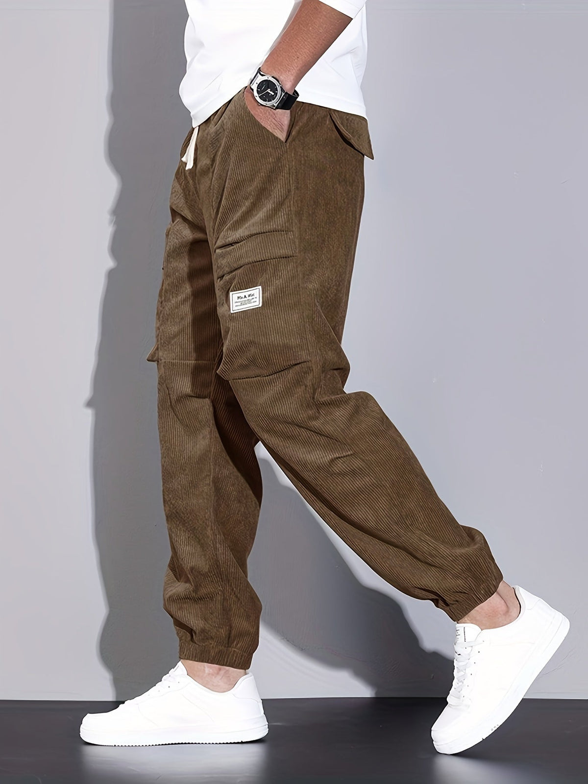 Men's Winter Corduroy Cargo Trousers