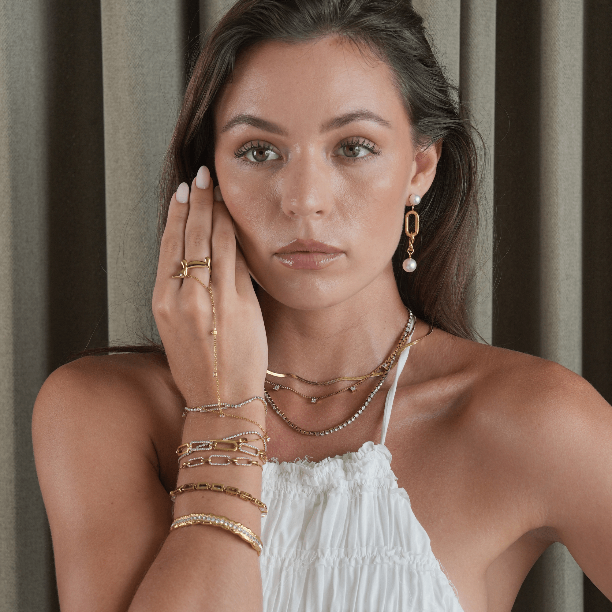Olivia Link Drop Earrings | 18K Gold-Plated