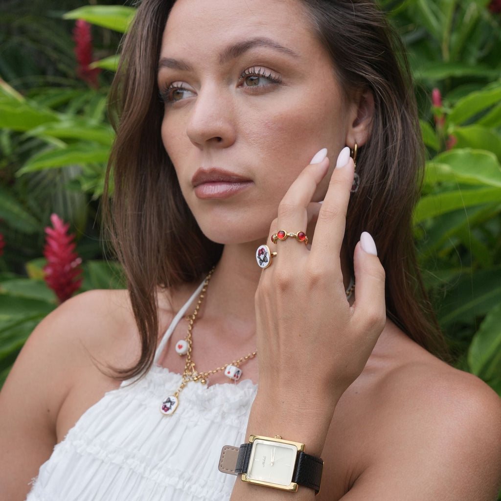 Ayana Red Cuff Ring | 18K Gold-Plated