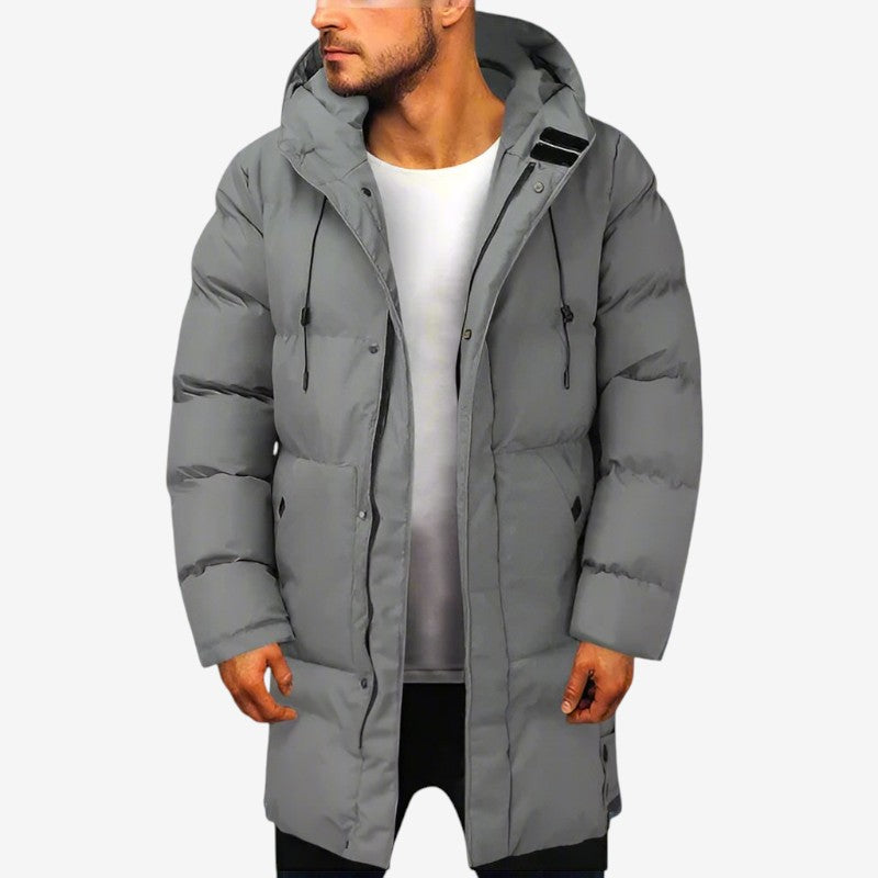 Men's Winter Hooded Long Coat with Pockets