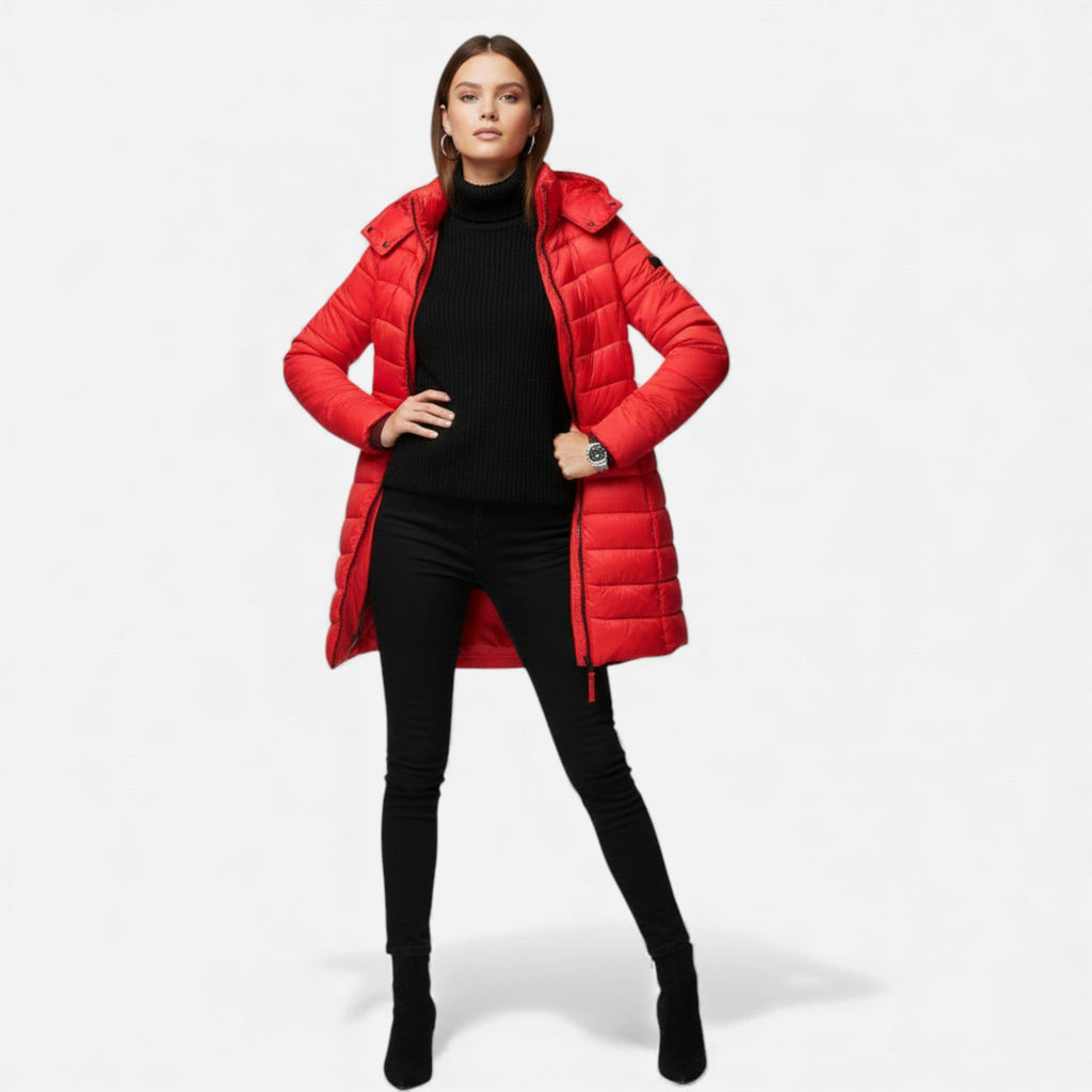 Valmonti Women's Winter Puffer Jacket, Quilted Mid-Length