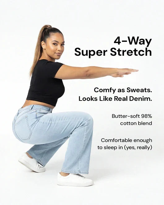 BBL Jeans- Mid-Low Rise Stretch Wide-Leg Jeans