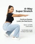 BBL Jeans- Mid-Low Rise Stretch Wide-Leg Jeans