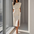 Women's Elegant Midi Dress with Slit