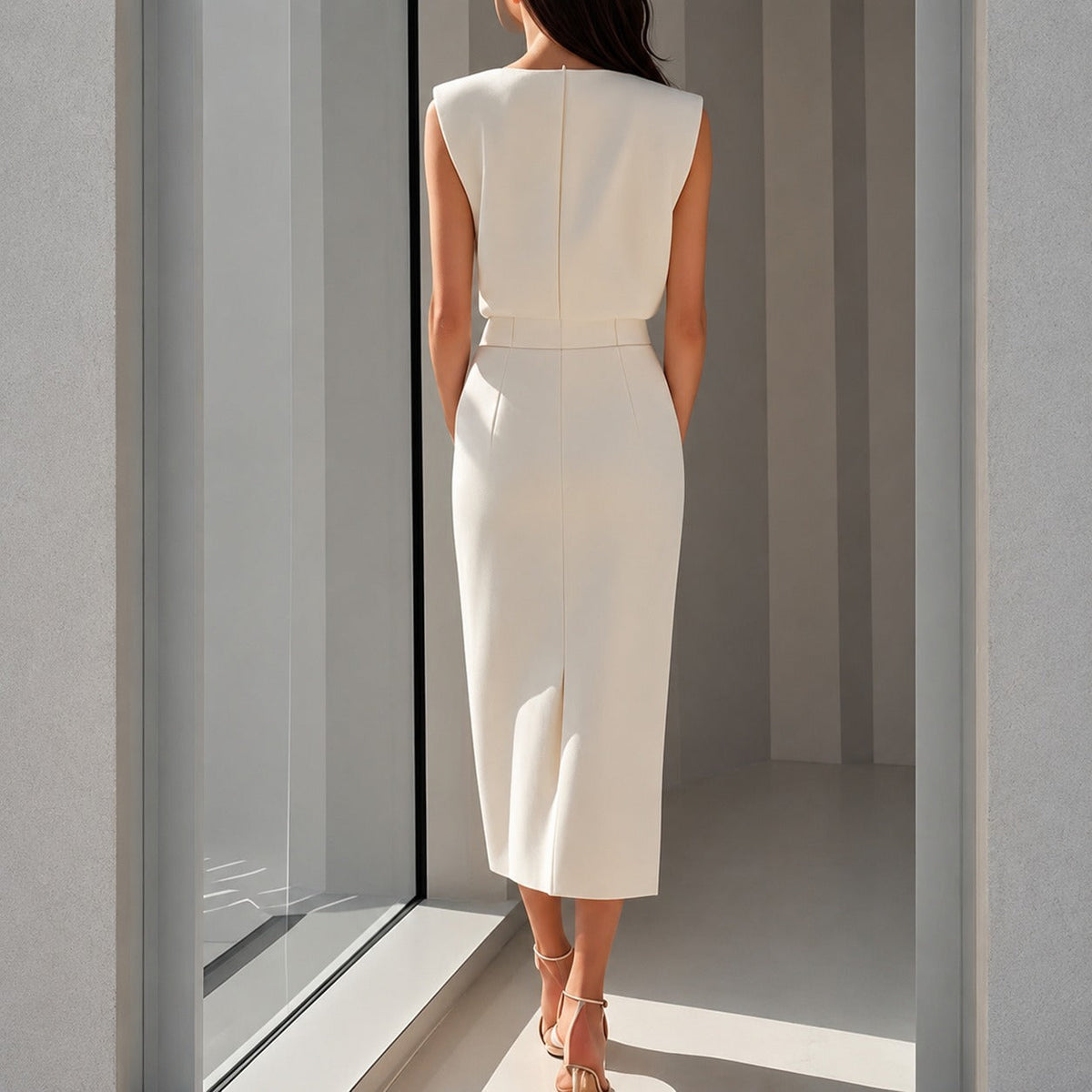 Women's Elegant Midi Dress with Slit
