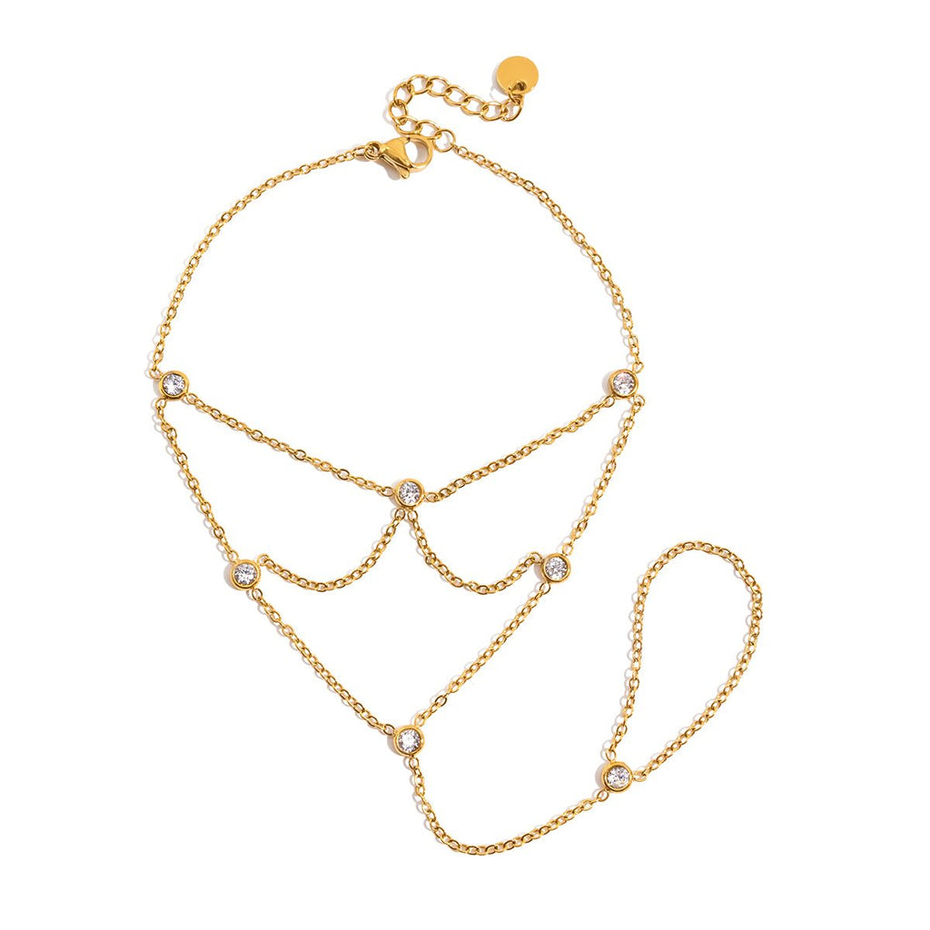 Elara Crystal Ring Bracelet | 18K Gold-Plated